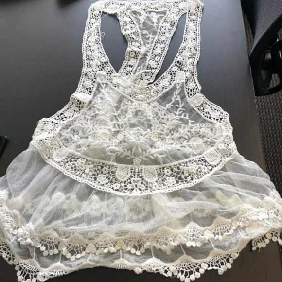 Beach Swimwear Sexy Lace Hollow Bikini Beach Cover - Picture 3 of 4